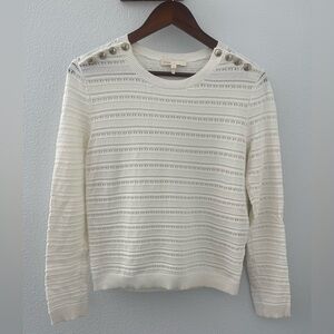 Maje Ecru Knit Sweater with Button Accents